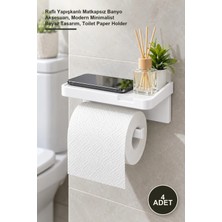 Yenilig 4 Adet Tuvalet Kağıdı Askılığı – Raflı Yapışkanlı Matkapsız Banyo Aksesuarı, Modern Minimalist Beyaz Tasarım, Toilet Paper Holder