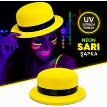 Birsence Neon Sarı Uv Parti Şapkası Plastik
