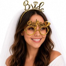 Birsence Bride Yazılı Taç ve Parti Gözlüğü Seti