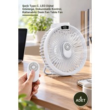 Yenilig 4 Adet Uzaktan Kumandalı Masaüstü Fan – Şarjlı Type-C, LED Dijital Gösterge, Dokunmatik Kontrol, Katlanabilir Desk Fan Table Fan