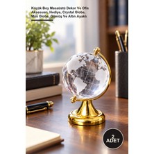 Yenilig 2 Adet Kristal Cam Dünya Küresi – Küçük Boy Masaüstü Dekor ve Ofis Aksesuarı, Hediye, Crystal Globe, Mini Globe, Gümüş ve Altın Ayaklı