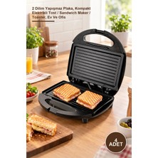 Yenilig 4 Adet Granit Mini Tost Makinesi – 2 Dilim Yapışmaz Plaka, Kompakt Elektrikli Tost / Sandwich Maker / Toaster, Ev ve Ofis