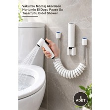 Yenilig 5 Adet Beyaz Taharetmatik Seti – Vakumlu Montaj Akordeon Hortumlu El Duşu Pause Su Tasarruflu Bidet Shower