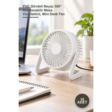 Yenilig 10 Adet Masaüstü Mini USB Fan – Pvc Gövdeli Beyaz 360° Ayarlanabilir Masa Vantilatörü, Mini Desk Fan