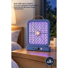 Yenilig 10 Adet Uv Işıklı Sinek Kovucu – Şarjlı USB Type-C, Elektrik Çarpmalı Taşınabilir Duvara Monte, Dijital Ekranlı Mosquito Zapper