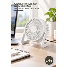 Yenilig 5 Adet Masaüstü Mini USB Fan – Pvc Gövdeli Beyaz 360° Ayarlanabilir Masa Vantilatörü, Mini Desk Fan