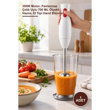 Yenilig 1 Adet Çubuk El Blender – 350W Motor, Paslanmaz Çelik Uçlu 700 ml Ölçekli Hazne, El Tipi Hand Blender