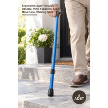 Yenilig 5 Adet Ayarlanabilir Metal Baston – Ergonomik Saplı Yürüyüş Desteği, Pimli Yükseklik Ayarlı, Mavi Cane, Walking Stick