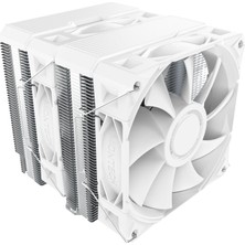 Store NX600 6 Isı Borulu Çift Kule Cpu Hava Soğutucu 28MM E28 Pwm Premium Fan Lehimli Bakır Taban Tüm Intel ve Amd Soket Desteği Beyaz