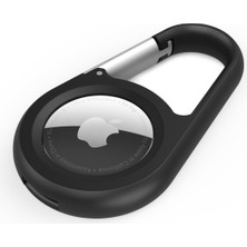 Store Apple Airtag Karabina ile Güvenli Tutucu - Yüzü Açık ve Yükseltilmiş Kenarları ile Dayanıklı Çizilmeye Dayanıklı Kılıf - Koruyucu Airtag Anahtarlık Aksesuarı - Siyah