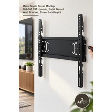 Yenilig 2 Adet Sabit Tv Askı Aparatı – Metal Siyah Duvar Montajı 106-165 cm Uyumlu, Sabit Mount Wall Bracket, Ekran Sabitleyici