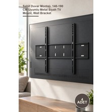Yenilig 4 Adet Sabit Tv Askı Aparatı – Sabit Duvar Montajı, 140-190 cm Uyumlu Metal Siyah Tv Mount, Wall Bracket
