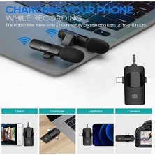 Store K9-C2 Wireless 3ın1 (Kablosuz Mikrofon) Type-C - Lightning -3,5mm Jak Çiftli Yaka Mikrofonu