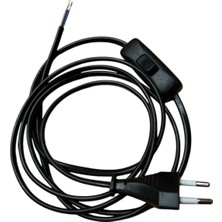 Store 3 Adet Fişli Anahtarlı Arapuarlı Hazır Kablo | 2 Metre, 0.50 Mm² Siyah | Aplik, Abajur, Masa Lambası, LED Trafosu Için Pratik Uzatma Kablosu (3)