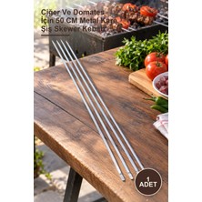 Yenilig 1 Adet Ince Kare Kesim Metal Mangal Şişi – Ciğer ve Domates Için 50 cm Metal Kare Şiş Skewer Kebab