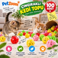 Store Petzoom 100'LÜ Çıngıraklı Kedi Topu Kedi Oyuncağı Renkli Sesli Oyun Topu Seti