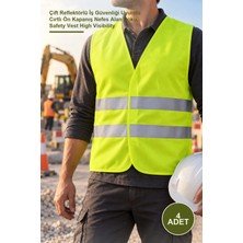 Yenilig 4 Adet Fosforlu Sarı Ikaz Yeleği – Çift Reflektörlü Iş Güvenliği Uyumlu Cırtlı Ön Kapanış Nefes Alan Doku, Safety Vest High Visibility