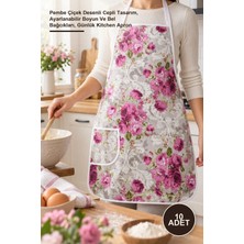 Yenilig 10 Adet Bez Mutfak Önlüğü – Pembe Çiçek Desenli Cepli Tasarım, Ayarlanabilir Boyun ve Bel Bağcıkları, Günlük Kitchen Apron