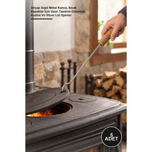 Yenilig 5 Adet Soba Kapak Açacağı – Ahşap Saplı Metal Kanca, Sıcak Kapaklar Için Uzun Tasarım Güvenliği, Kuzine ve Stove Lid Opener