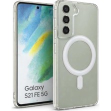 Store Fenza Samsung Galaxy S21 Fe ile Uyumlu Güçlü Mıknatıslı Magsafe Şeffaf Kamera Korumalı Telefon Kılıfı