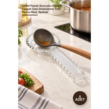 Yenilig 5 Adet Kepçe Kaşık Altlığı – Şeffaf Plastik Boncuklu Kenarlı Tezgah Üstü Dinlendirme Yeri, Spoon Rest, Spatula