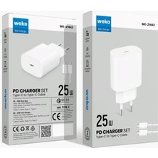 Store Weko WK-27878 NOTE10 Beyaz 25 Watt Şarj Başlık Adaptörü + Type-C To Type-C Kablo
