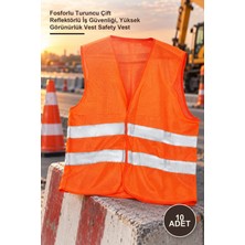 Yenilig 10 Adet Ikaz Yeleği – Fosforlu Turuncu Çift Reflektörlü Iş Güvenliği, Yüksek Görünürlük Vest Safety Vest