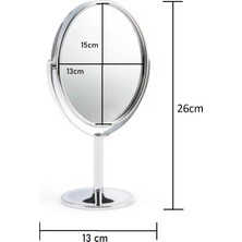 Store Oval Masaüstü Ayaklı 360° Dönebilen, Işyeri, Seyahat Için Mini Krom Ayna 15X25CM