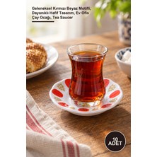 Yenilig 10 Adet Melamin Çay Tabağı – Geleneksel Kırmızı Beyaz Motifli, Dayanıklı Hafif Tasarım, Ev Ofis Çay Ocağı, Tea Saucer