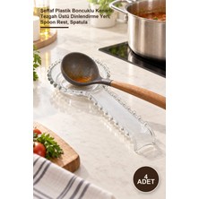 Yenilig 4 Adet Kepçe Kaşık Altlığı – Şeffaf Plastik Boncuklu Kenarlı Tezgah Üstü Dinlendirme Yeri, Spoon Rest, Spatula