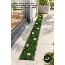 Yenilig 10 Adet Çiçek Desenli Yapay Çim Gider Kapağı – 96X5 cm Ince Uzun Kanal Kapatıcı Balkon Teras Bahçe Drain Cover Artificial Grass
