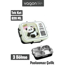 Store Paslanmaz Çelik Desenli Beslenme Kutusu - 820 ml Renkli ve Eğlenceli Çocuk Beslenme Kabı (Beyaz)