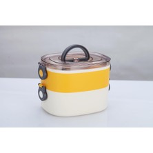 Store Beslenme Kutusu Iki Katlı - Paslanmaz Çelik - 1900ML Yeni Nesil Beslenme Kabı Lunch Box (Sarı)