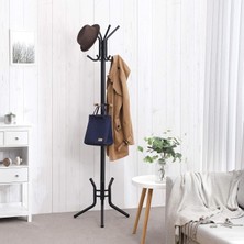 Store RCR17B Sağlam Metal Elbise Askısı, Portmanto, Yüksekliği Yaklaşık 176 cm Siyah