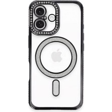 Store Apple iPhone 16 Plus Kılıf Joke Simli Magneticsafe Kılıf - Siyah
