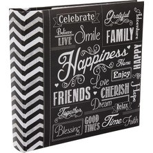 Store 200-POCKET Chalkboard Printed "happiness" Theme Photo Album For 10CM By 15CM Prints