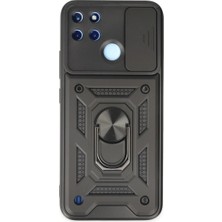 Store Realme C25Y Kılıf Pars Lens Yüzüklü Silikon - Siyah
