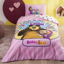 Store Masha & The Bear Super Cute Renkli Klişe Pamuk Nevresim Takımı, Çok Renkli, Küçük Tek Kişilik
