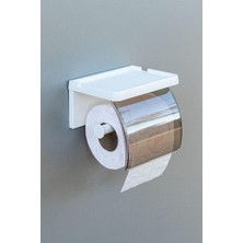 Store Yapışkanlı Kapaklı Tuvalet Kağıdı Askısı Banyo Tuvalet Kağıtlığı Aparatı Peçetelik Organizer Plastik, Beyaz