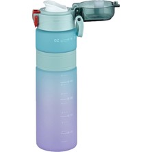 Store Vagonlife Çift Renk 800ML Kaydırmaz Silikon Gövde Rahat Içim-Pipetsiz- Motivasyon Su Matarası