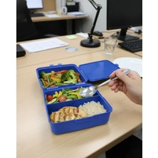 Store 3 Bölmeli Lunch Box, Ofis ve Piknik Kullanımına Uygun Şık Saklama Kabı, Turuncu (Yeşil)
