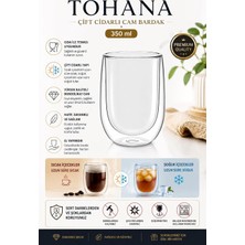 Store Tohana Çift Cidarlı Cam Bardak 350 Ml, El Yapımı Borosilikat Cam Kahve Bardağı, Isıya Dayanıklı Isı Yalıtımlı Şeffaf Bardak, Latte, Cappuccino, Soğuk Kahve, Buzlu Içecekler Için Premium Tasarım