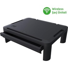 Store Lome Premium Monitör Yükseltici, Yükseklik Ayarlanabilir, Çekmeceli, Wifi Şarj Üniteli