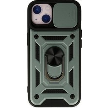 Store Apple iPhone 14 Kılıf Pars Lens Yüzüklü Silikon - Yeşil