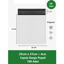 Store Cepsiz Kargo Poşeti | 25 x 31+4 cm | 100 Adet | Beyaz | Orta Boy