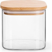 Store 450ML Sızdırmaz Vakumlu Bambu Kapaklı Borosilikat Cam Kavanoz – Hava Geçirmez & Dayanıklı Gıda Saklama Kabı (10CM x 10CM x 10CM)