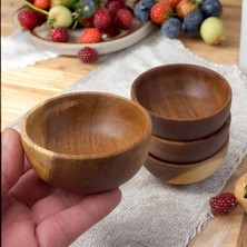 Store 4'lü Yuvarlak Akasya Çerezlik, Sunum Kasesi, Zeytinlik, Kahvaltı Sunumluk 8 cm - 4 cm