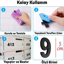Store Yapışkanlı Kapı Numarası Küçük Boy 50 mm 5 cm Numara 9 Rakam Dokuz Sayı Siyah Renk Numaralar 1 Adet