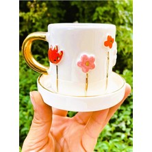 Store 24 Ayar Altın 140 ml El Yapımı Papatya Mug Daisy Flower Çiçek Lale