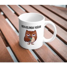 Store Ben Aslında Yoğum Baskılı Kupa Bardak Komik Yazılı Hediyelik Çay Kahve Kupası